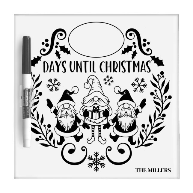 Days Until Christmas Reusable Calendar Countdown Dry Erase Board (Front)