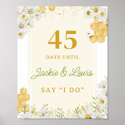 Days Until Wedding Bumblebee Daisy Bridal Shower Poster