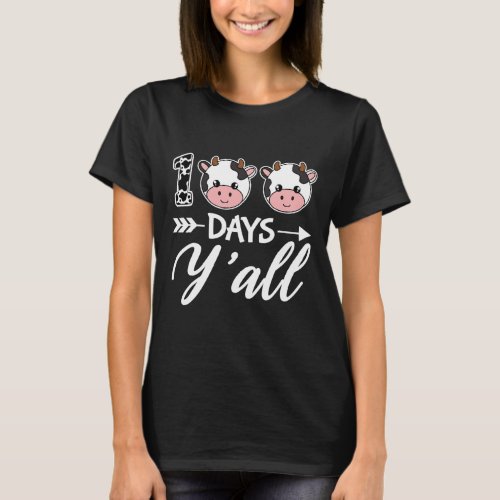 Days Yall 100th Day Of School With Cute Cows  T_Shirt