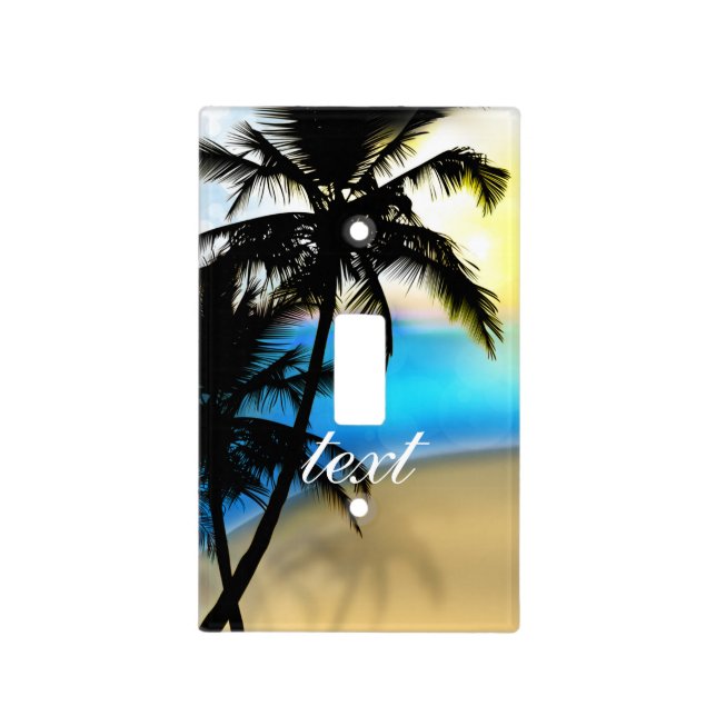 Daytime Beach & Palm Trees Light Switch Cover (Front)