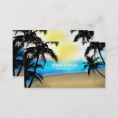Daytime Beach & Palm Trees Tropical Business Card (Front/Back)