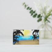 Daytime Beach & Palm Trees Tropical Business Card (Standing Front)