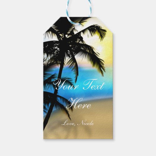 Daytime Beach  Palm Trees Tropical Gift Tag