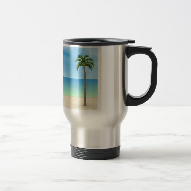 Daytime Beach Scene: Travel Mug (Right)