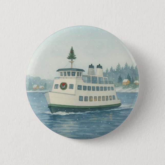Daytime Ferry Christmas Button (Front)