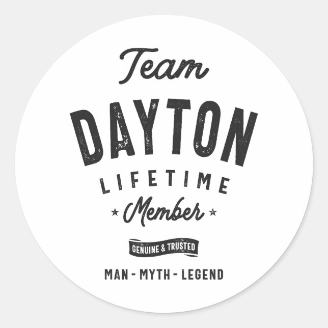 Dayton Lifetime Member Personalized Name Dayton Classic Round Sticker (Front)