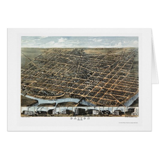 Dayton, OH Panoramic Map - 1870 Cards (Front Horizontal)