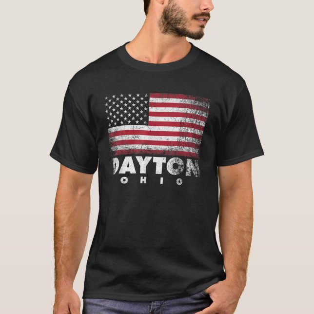 Dayton Ohio 4th of July American Flag USA America  T-Shirt (Front)