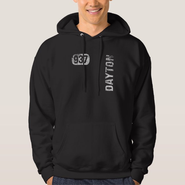 Dayton Ohio 937 Area Code Vintage Retro Hoodie (Front)