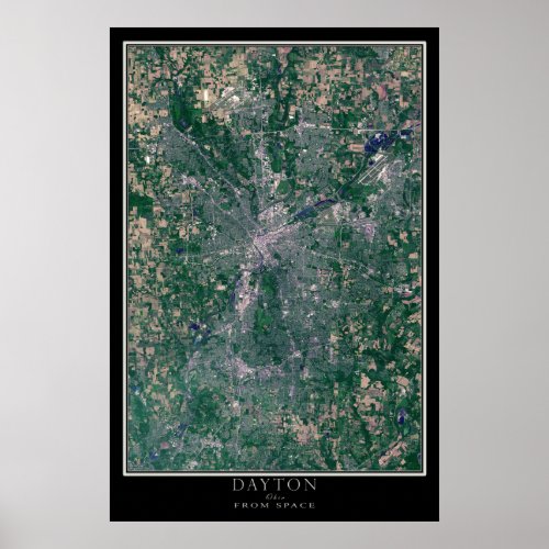 Dayton Ohio From Space Satellite Map Poster