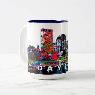 Dayton, Ohio in graffiti Two-Tone Coffee Mug