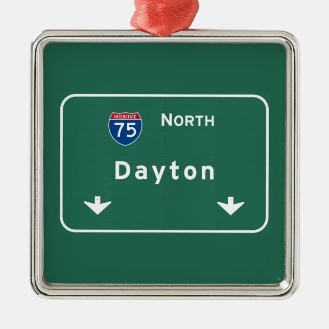 Dayton Ohio oh Interstate Highway Freeway : Metal Ornament (Front)