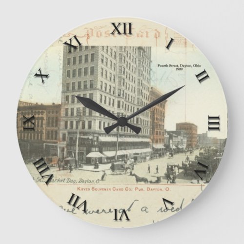 Dayton Ohio Post Card Clock _ Fourth St 1909