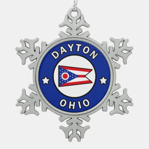 Dayton Ohio Snowflake Pewter Christmas Ornament