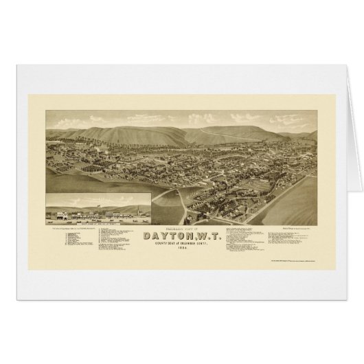 Dayton, WA Panoramic Map - 1884 Cards (Front Horizontal)