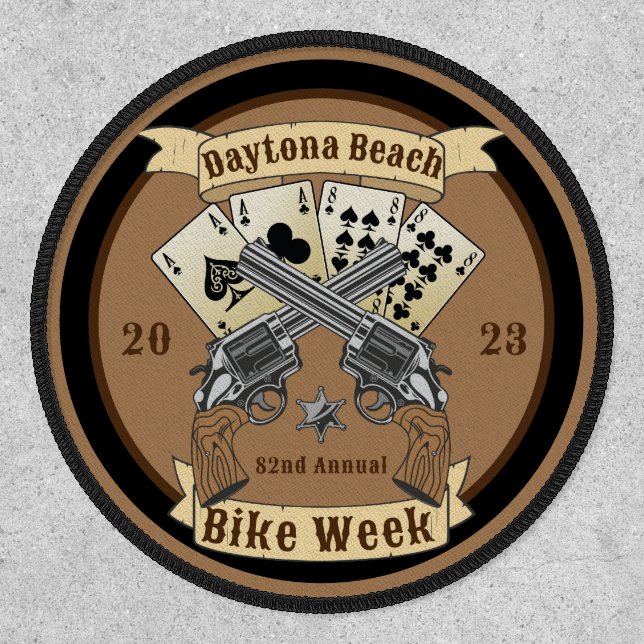 Daytona Beach 82nd Annual Bike Week 2023 Aces Guns Patch (Front)