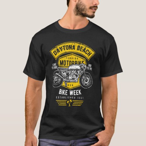 Daytona Beach Bike Week Retro Distressed Motorcycl T_Shirt