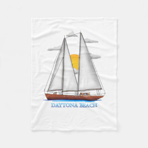 Daytona Beach Coastal Nautical Sailing Sailor Fleece Blanket