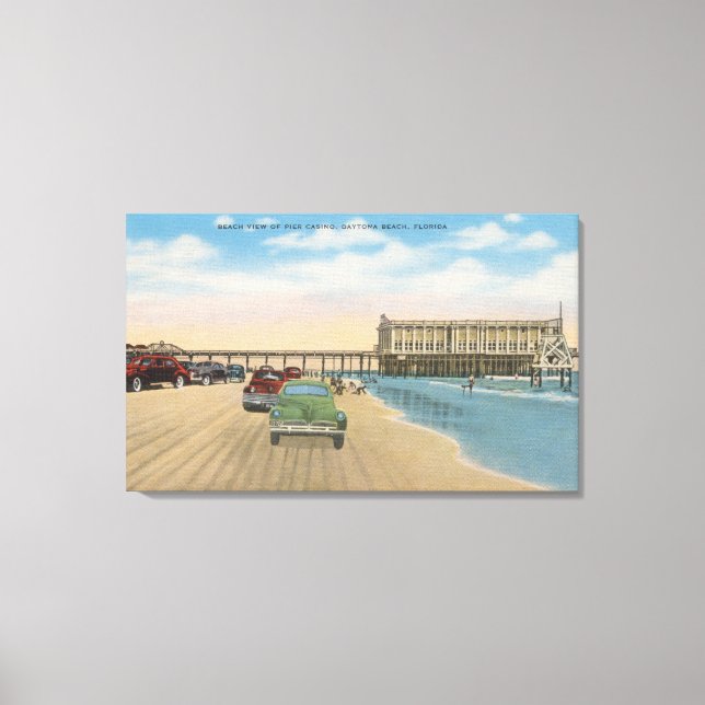 Daytona Beach, FL - Beach View of Pier Casino Canvas Print (Front)