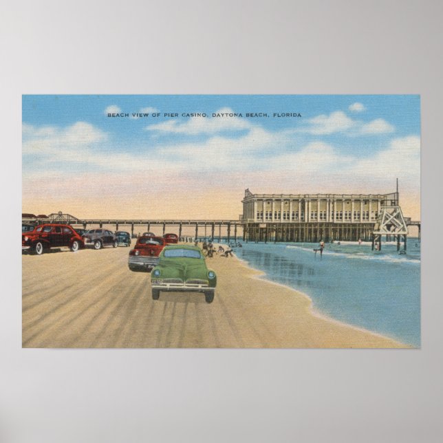 Daytona Beach, FL - Beach View of Pier Casino Poster (Front)