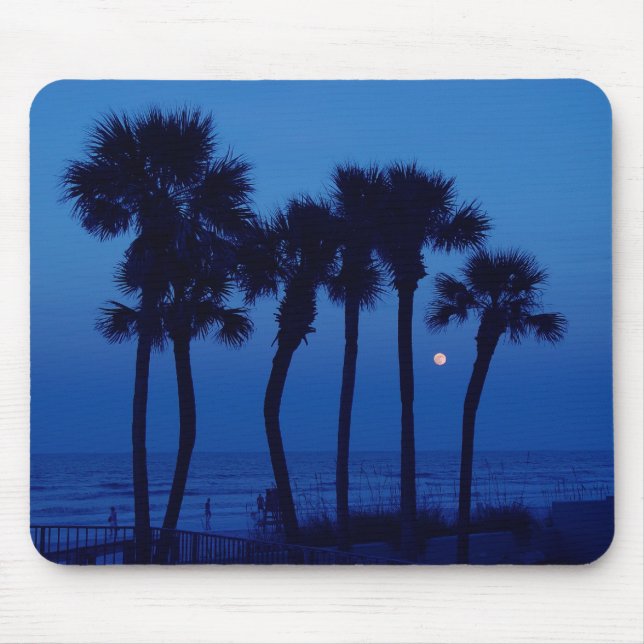 Daytona Beach FL Tropical Palm Tree Moon Mousepad (Front)