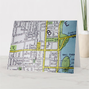 Daytona Beach, FL Vintage Map Card