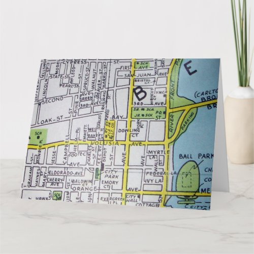 Daytona Beach FL Vintage Map Card