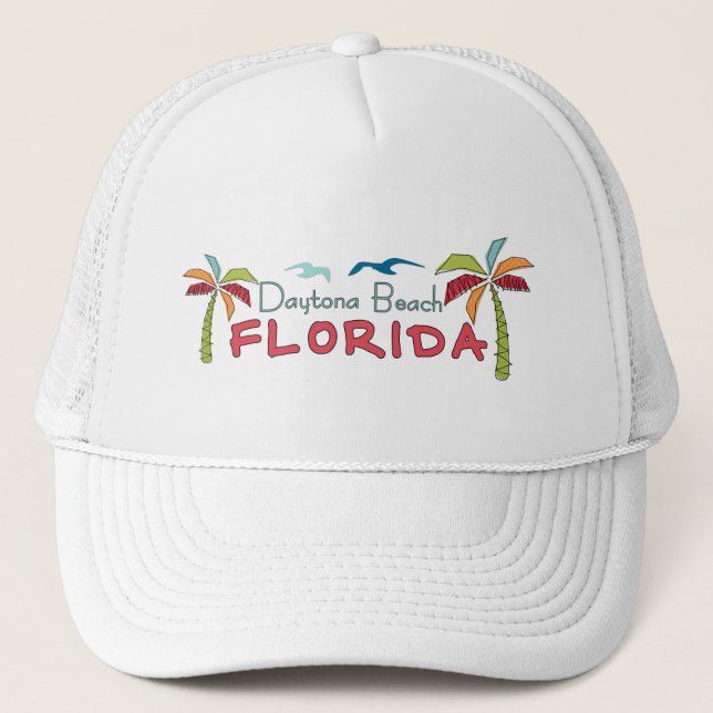 Daytona Beach Florida artsy palms Trucker Hat (Front)