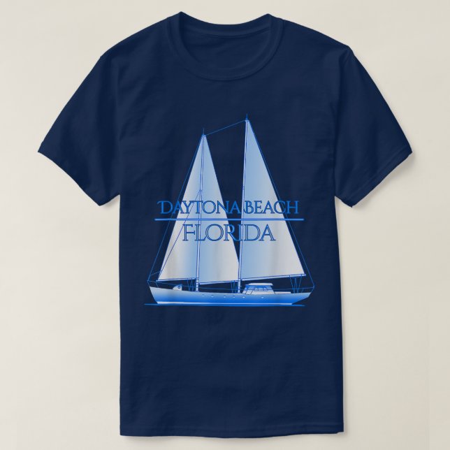 Daytona Beach Florida Coastal Nautical Sailing Sai T-Shirt (Design Front)