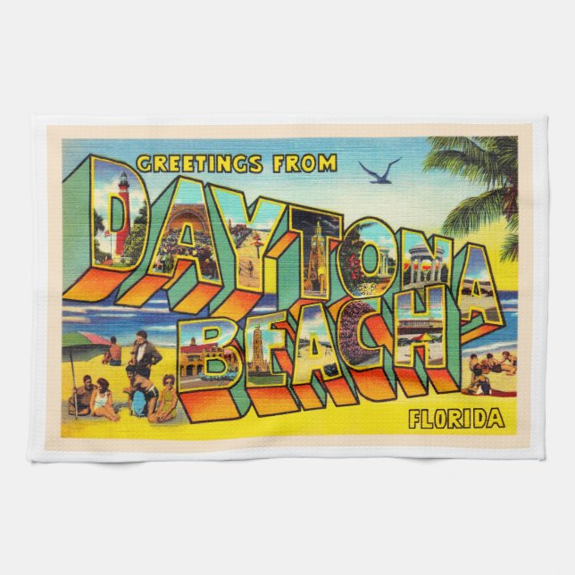 Daytona Beach Florida FL Large Letter Postcard Kitchen Towel (Horizontal)