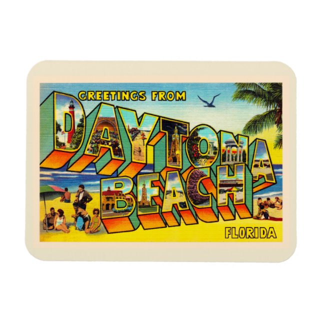 Daytona Beach Florida FL Large Letter Postcard Magnet (Horizontal)