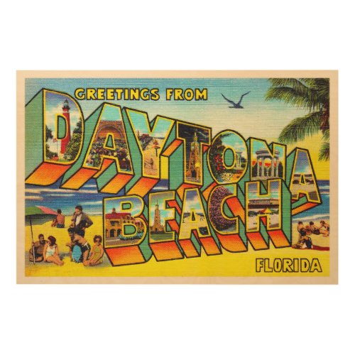 Daytona Beach Florida FL Large Letter Postcard Wood Wall Art