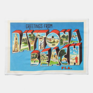 Daytona Beach Florida FL Vintage Travel Souvenir Kitchen Towel