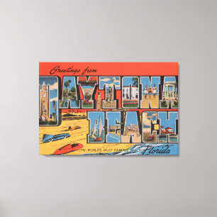 Daytona Beach, Florida - Large Letter Scenes Canvas Print