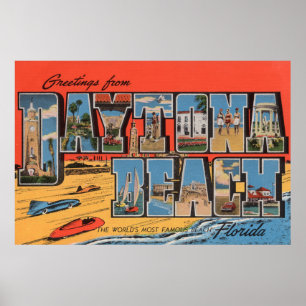 Daytona Beach, Florida - Large Letter Scenes Poster