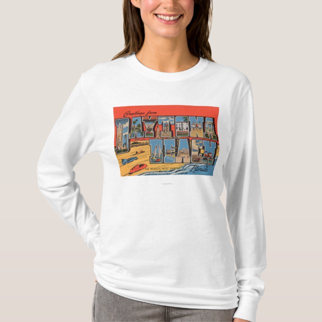 Daytona Beach, Florida - Large Letter Scenes T-Shirt (Front)