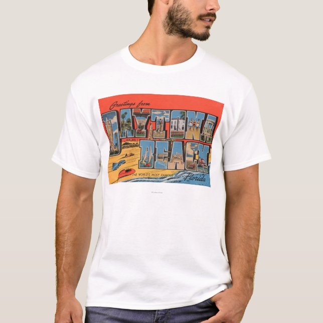 Daytona Beach, Florida - Large Letter Scenes T-Shirt (Front)