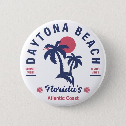 Daytona Beach Florida Palm Trees Souvenirs 60s Button