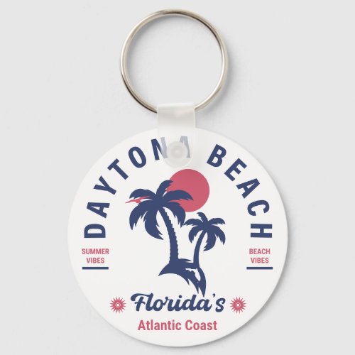 Daytona Beach Florida Palm Trees Souvenirs 60s Keychain