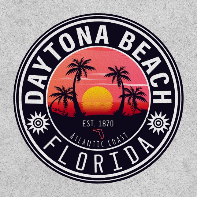 Daytona Beach Florida Palm Trees Souvenirs 60s Patch (Front)