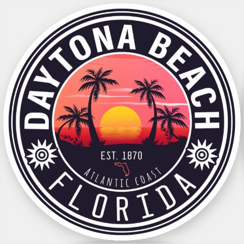 Daytona Beach Florida Palm Trees Souvenirs 60s Sticker