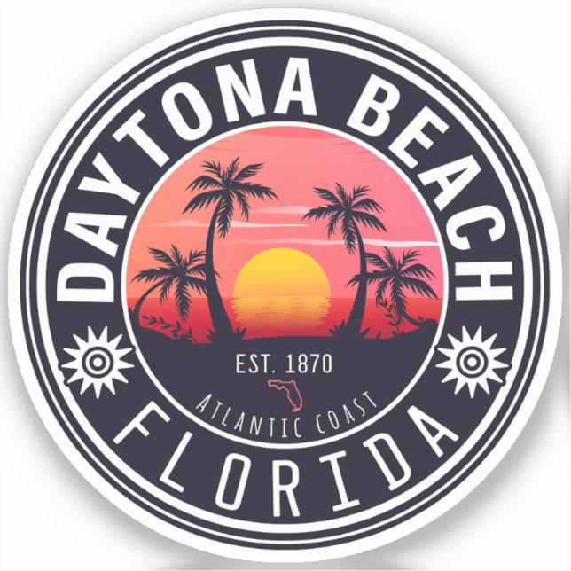 Daytona Beach Florida Palm Trees Souvenirs 60s Sticker (Front)