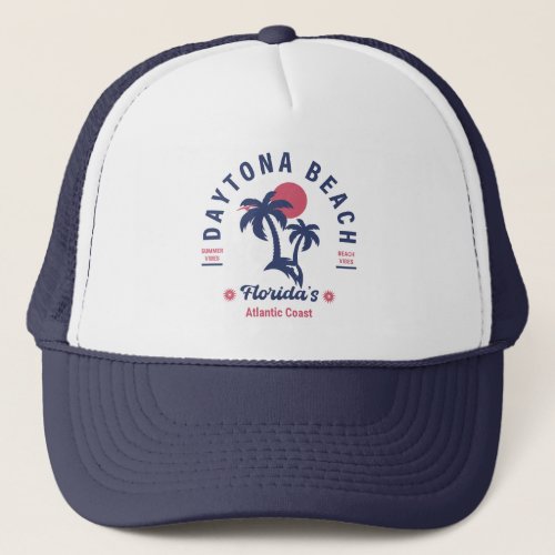 Daytona Beach Florida Palm Trees Souvenirs 60s Trucker Hat
