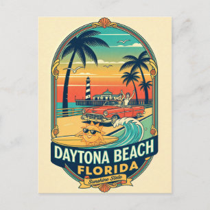 Daytona Beach Florida Retro 1950s Postcard