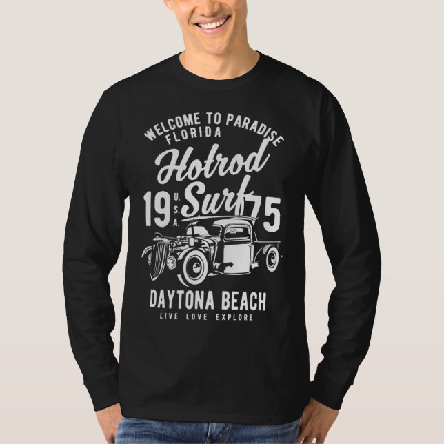 Daytona Beach Florida Retro Hotrod Surf  13 T-Shirt (Front)