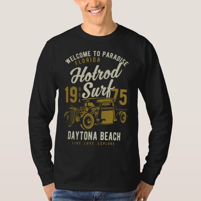 Daytona Beach Florida Retro Hotrod Surf  5 T-Shirt (Front)