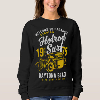 Daytona Beach Florida Retro Hotrod Surf Distressed Sweatshirt
