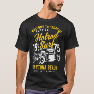 Daytona Beach Florida Retro Hotrod Surf Distressed T-Shirt