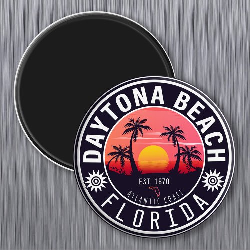 Daytona Beach Florida Retro Sunset Souvenirs 80s Magnet