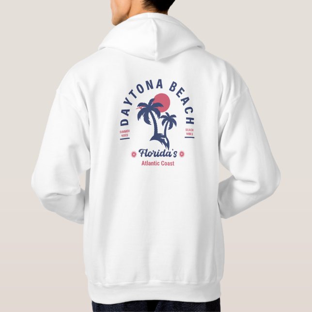 Daytona Beach Florida Retro Sunset Souvenirs Hoodie (Back)